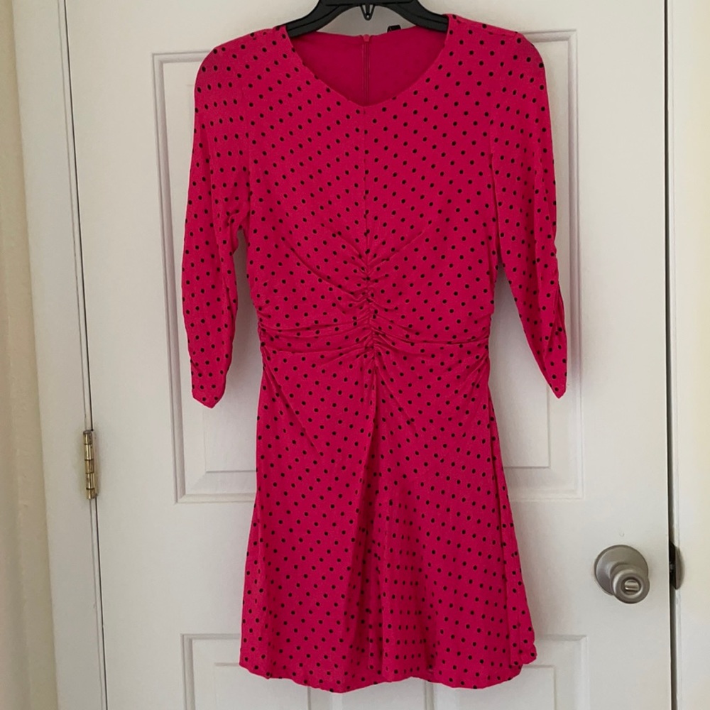 Zara pink and black polka dot dress